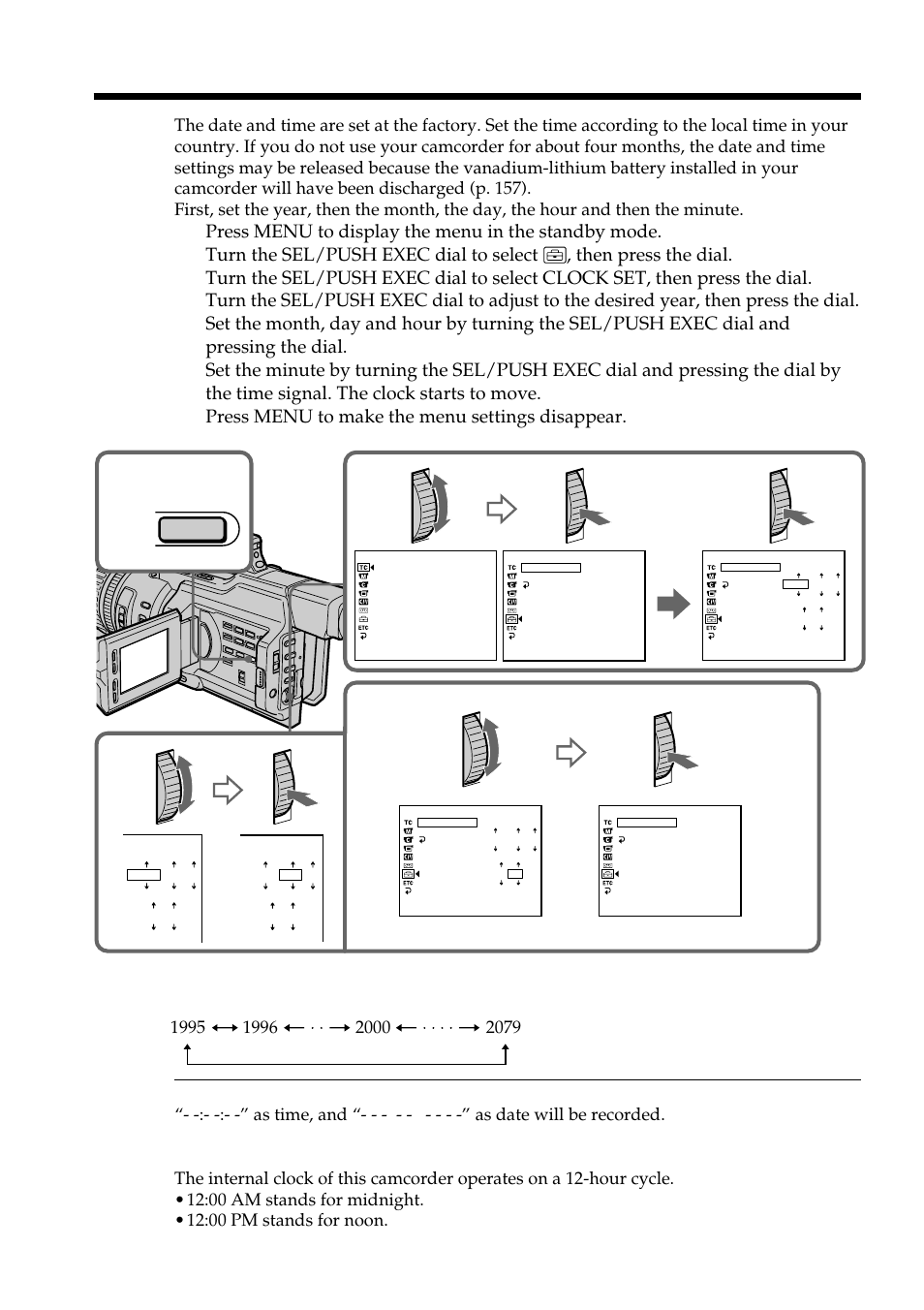 Resetting the date and time | Light & Motion DSR-PD150 User Manual | Page 112 / 172