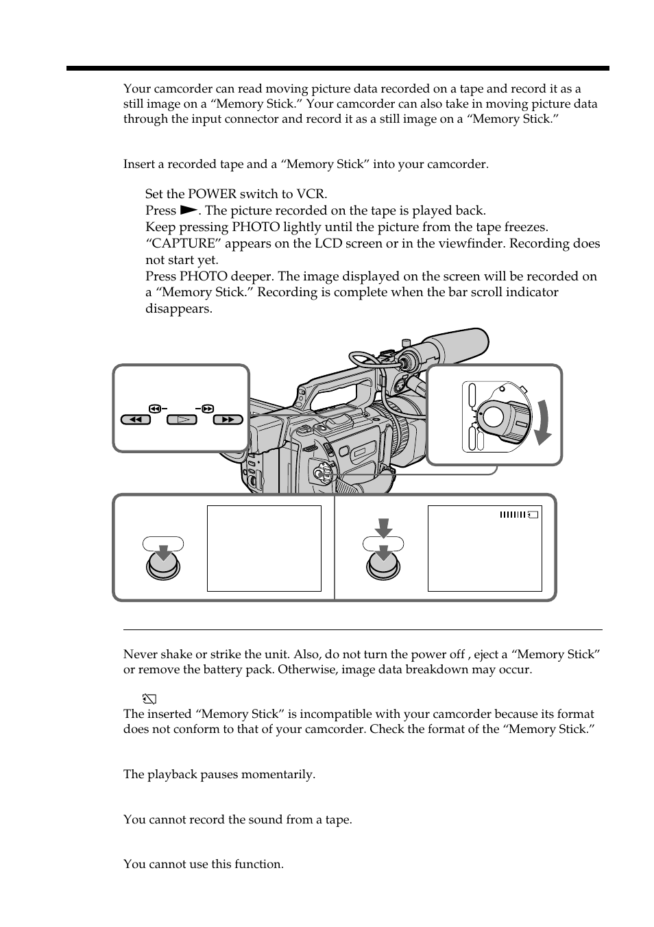 Recording an image from a tape as a still image | Light & Motion DSR-PD150 User Manual | Page 124 / 172