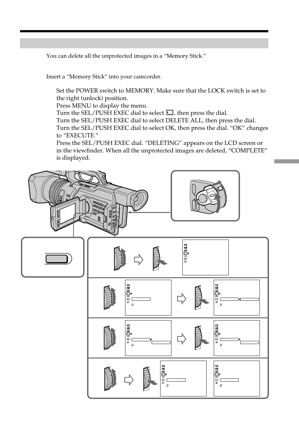 Deleting images deleting all the images | Light & Motion DSR-PD150 User Manual | Page 137 / 172