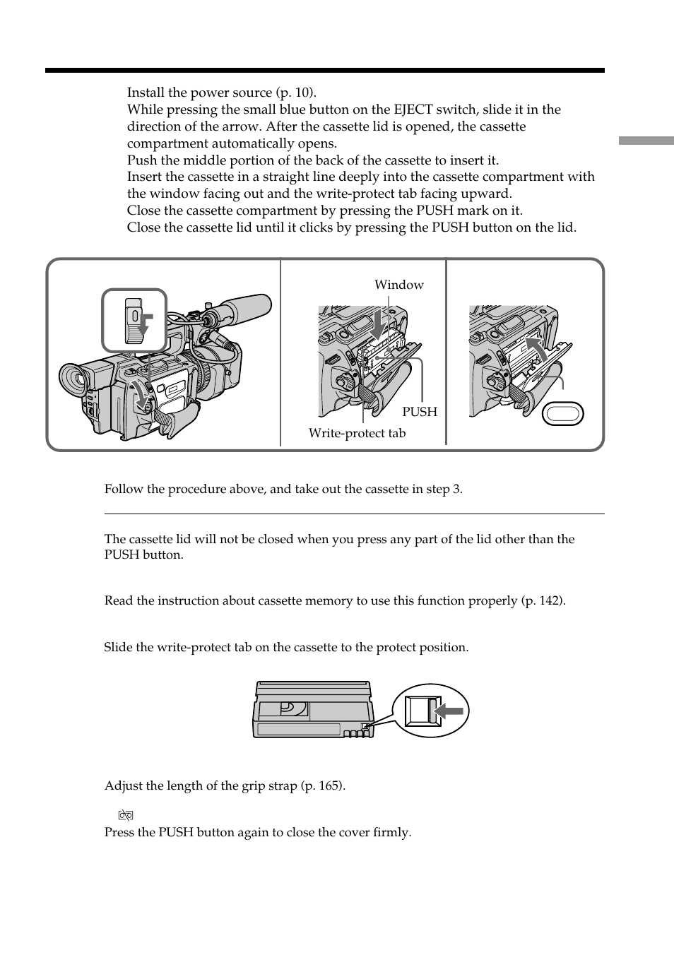 Step 3 inserting a cassette | Light & Motion DSR-PD150 User Manual | Page 15 / 172