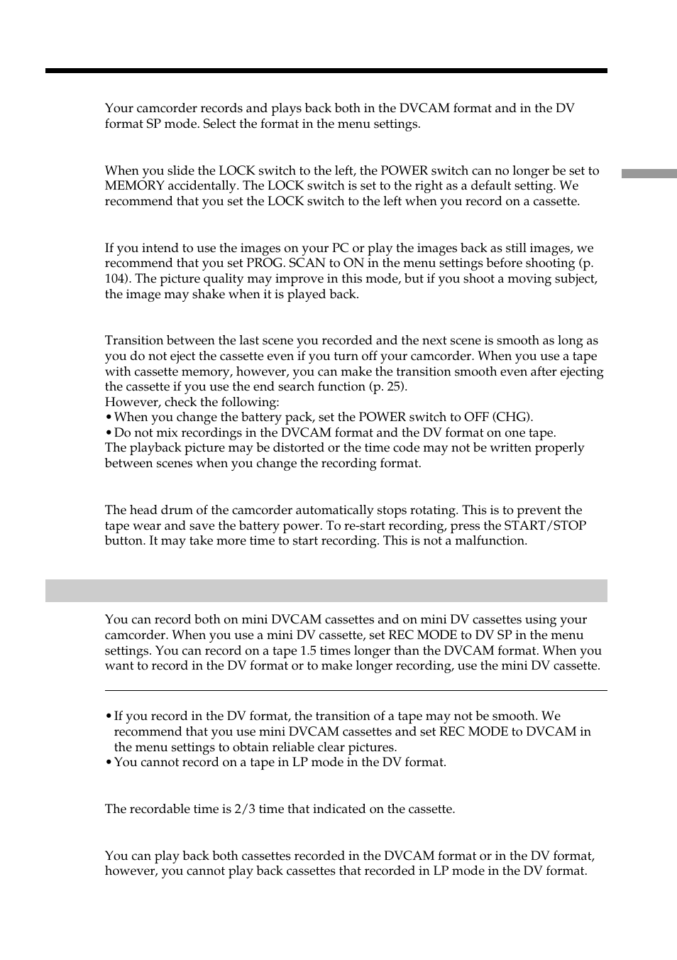 Recording a picture, Usable cassettes | Light & Motion DSR-PD150 User Manual | Page 17 / 172