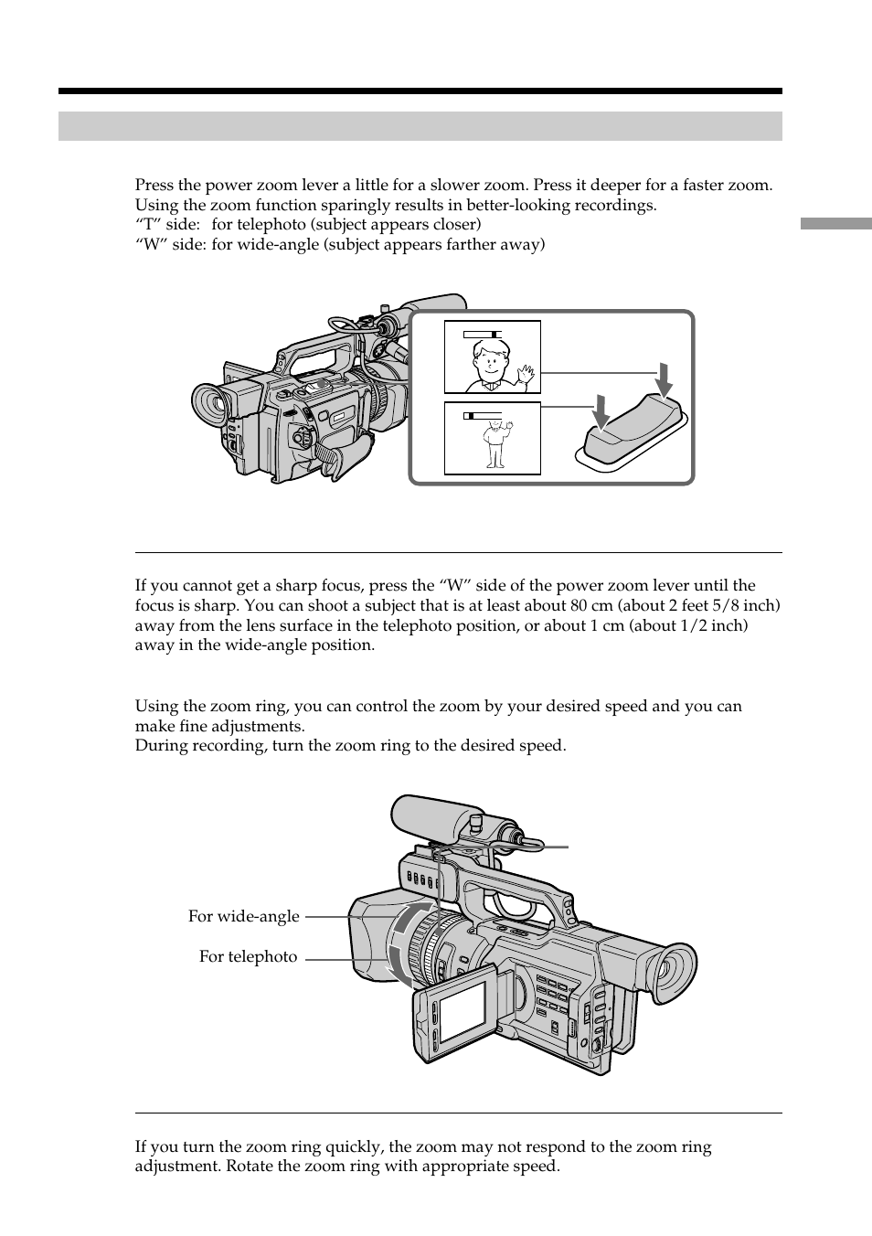 Recording a picture using the zoom feature | Light & Motion DSR-PD150 User Manual | Page 21 / 172