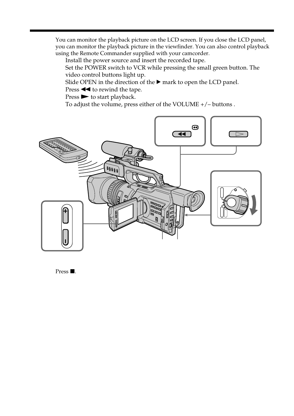 Playing back a tape | Light & Motion DSR-PD150 User Manual | Page 26 / 172