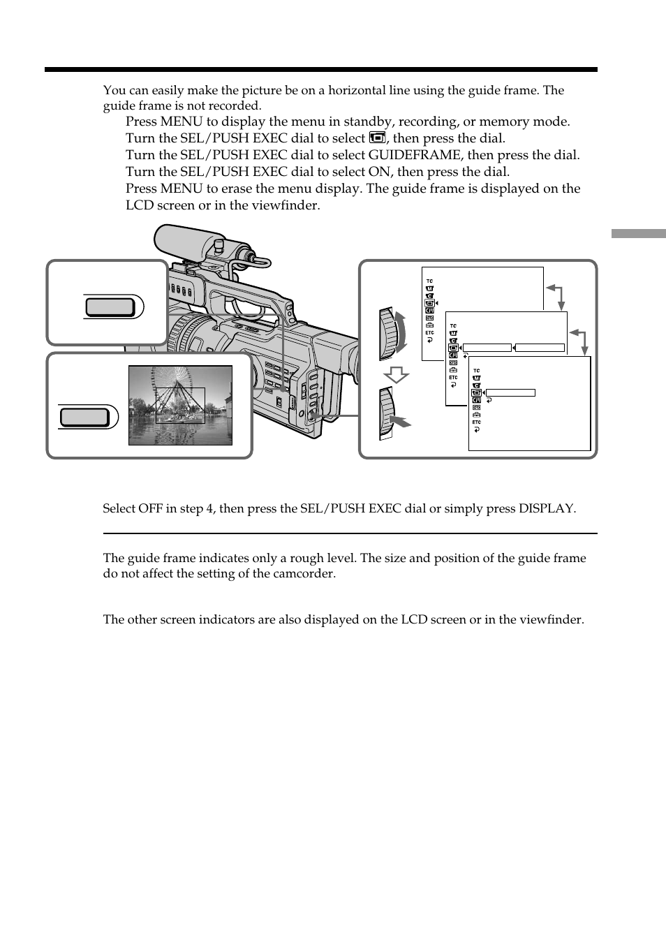 Using the guide frame | Light & Motion DSR-PD150 User Manual | Page 35 / 172