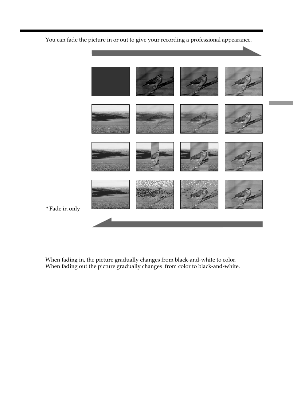 Using the fader function | Light & Motion DSR-PD150 User Manual | Page 37 / 172