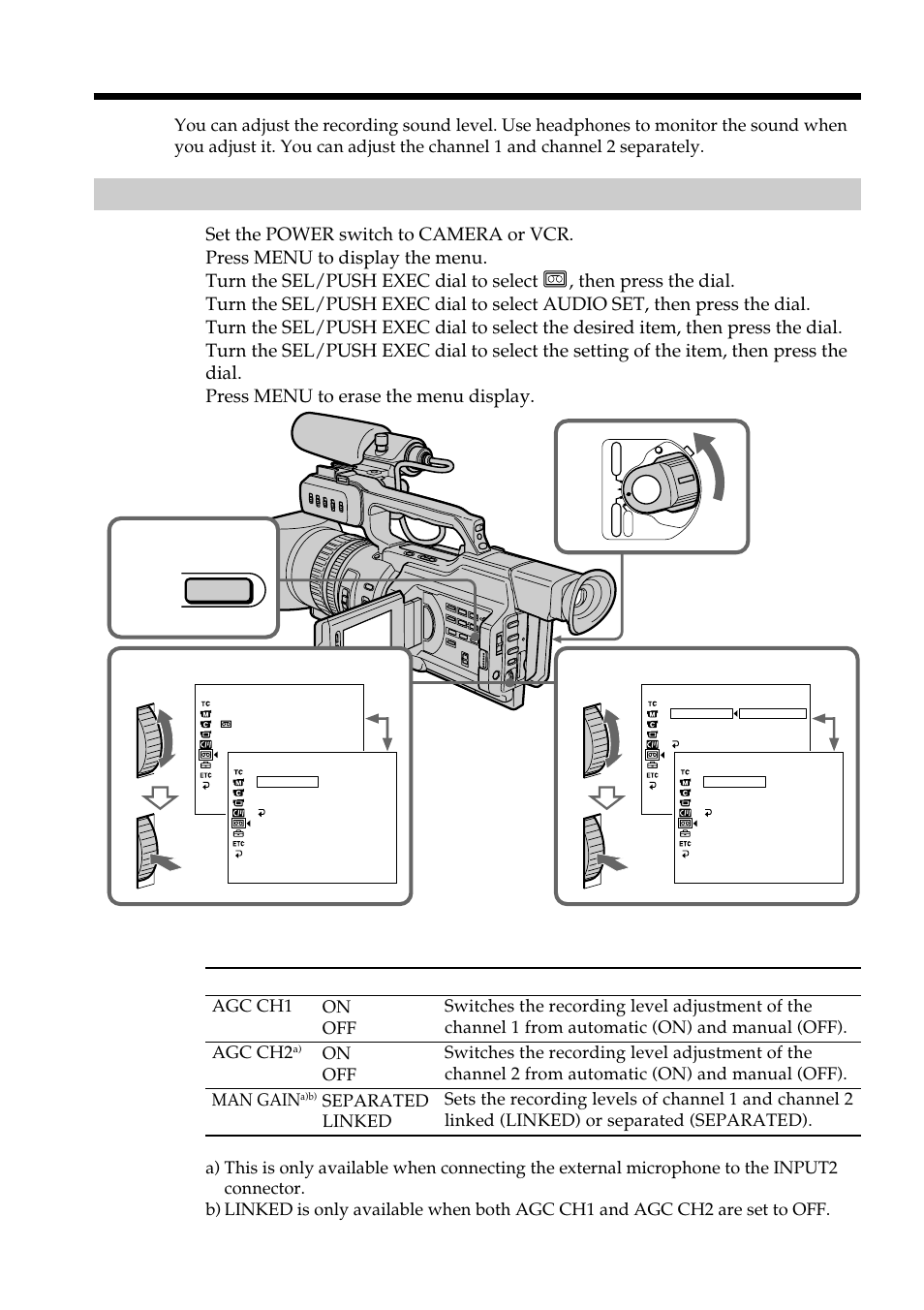 Selecting the channel to be adjusted manually | Light & Motion DSR-PD150 User Manual | Page 52 / 172