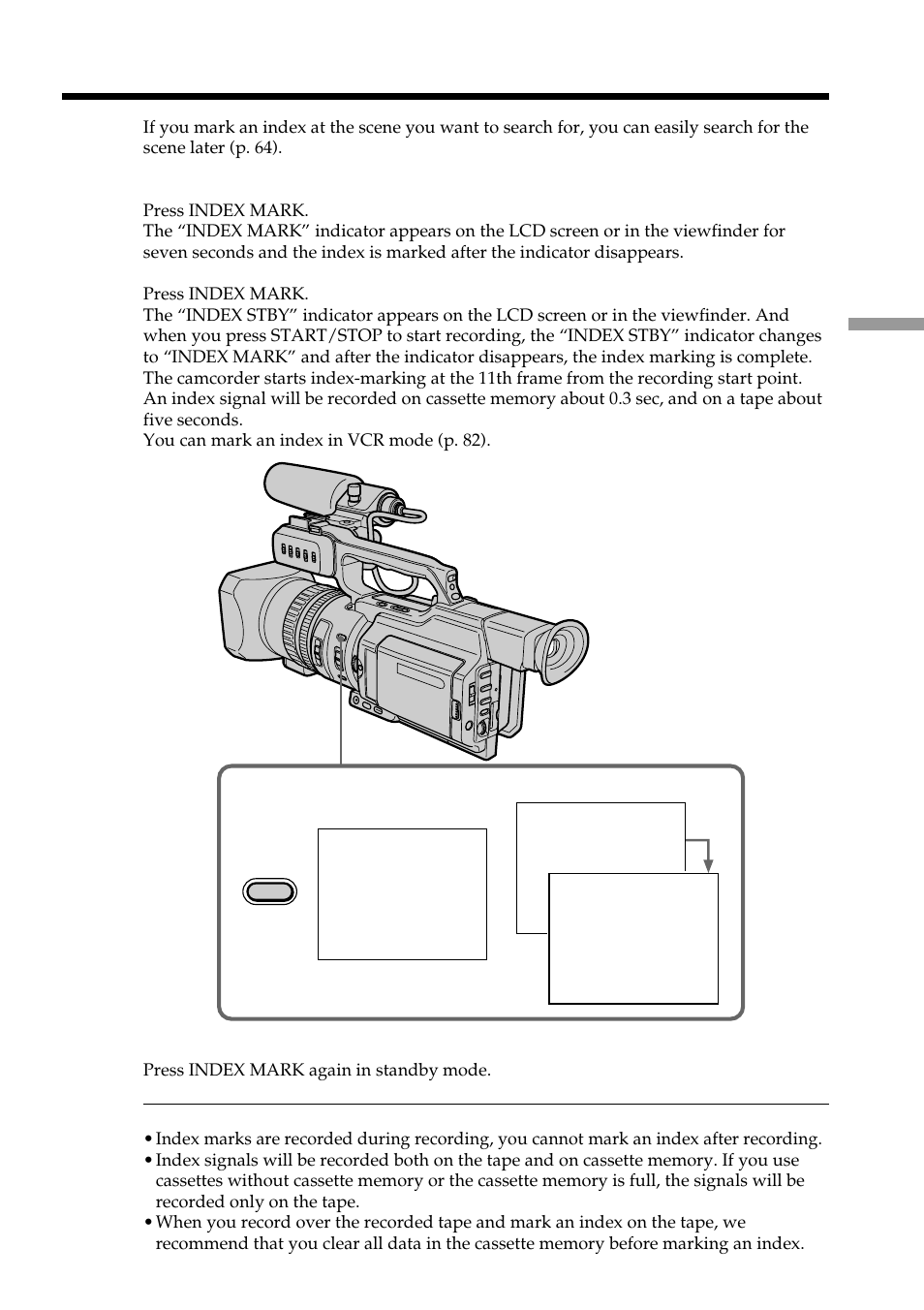 Marking an index, A] [b | Light & Motion DSR-PD150 User Manual | Page 63 / 172