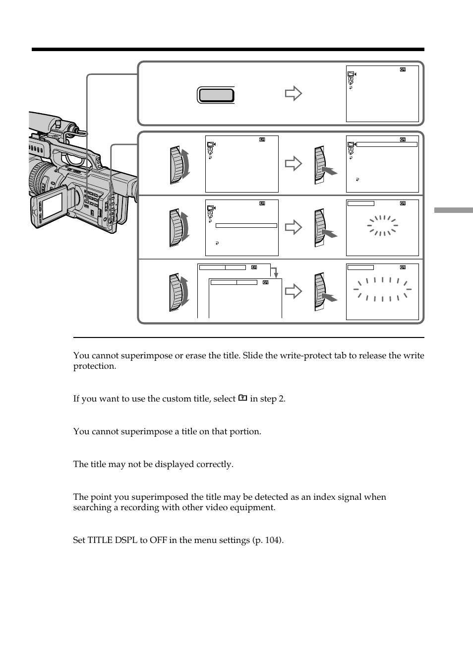 Superimposing a title | Light & Motion DSR-PD150 User Manual | Page 95 / 172