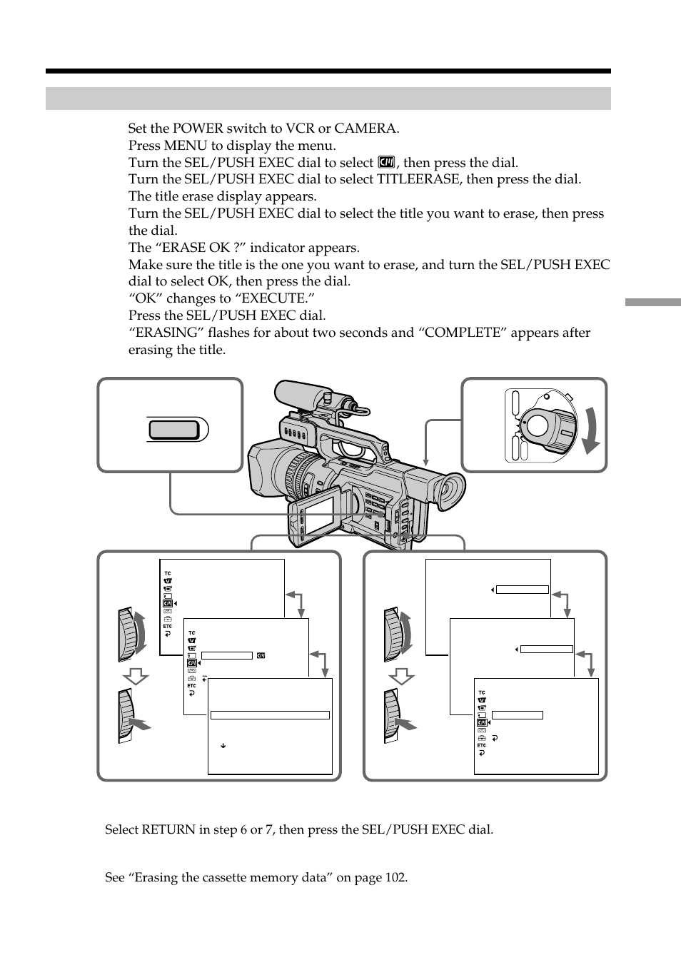 Superimposing a title erasing a title | Light & Motion DSR-PD150 User Manual | Page 97 / 172