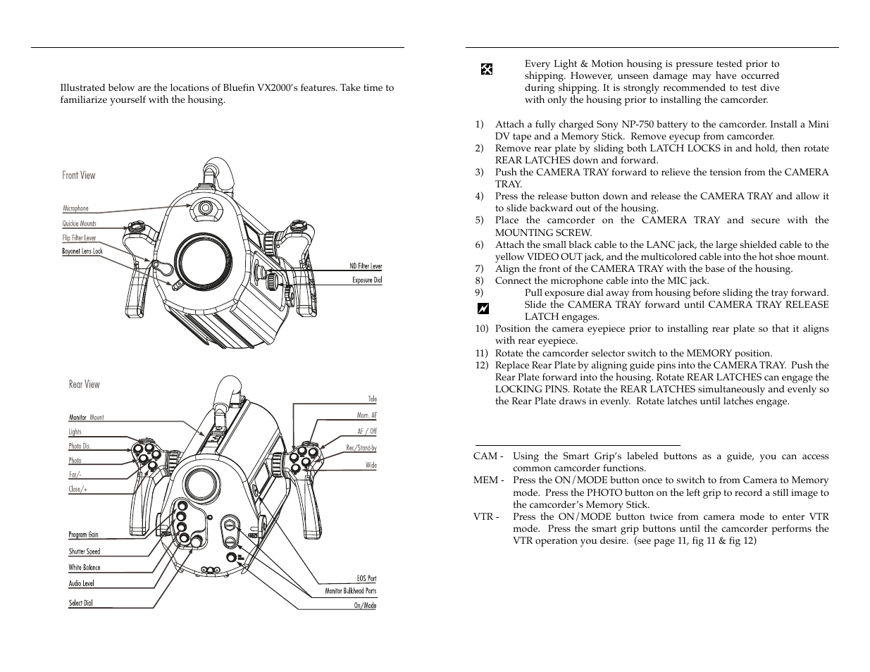 Quick start guide, Getting started - housing identification | Light & Motion VX2000 User Manual | Page 3 / 17
