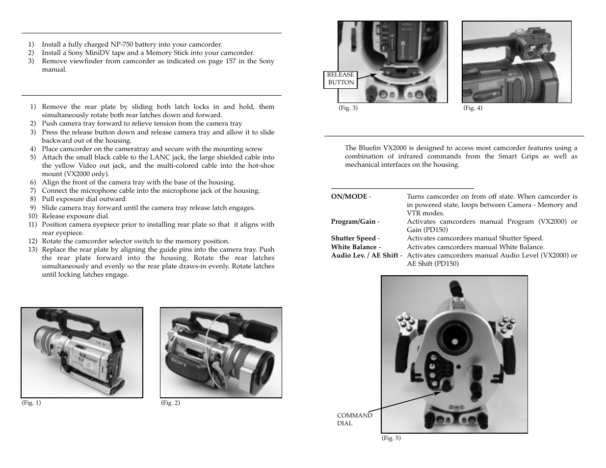 Operation, Bluefin vx2000 operation - camera preparation, Mounting the camera | Rear plate | Light & Motion VX2000 User Manual | Page 4 / 17