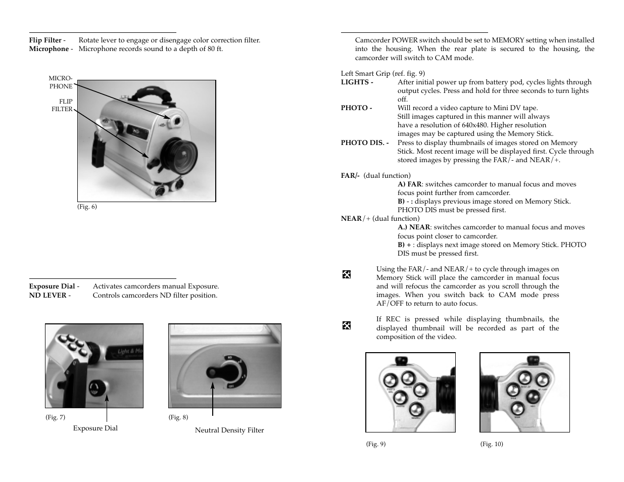 Using the bluefin vx2000 in camcorder mode, Front plate, Housing control | Light & Motion VX2000 User Manual | Page 5 / 17