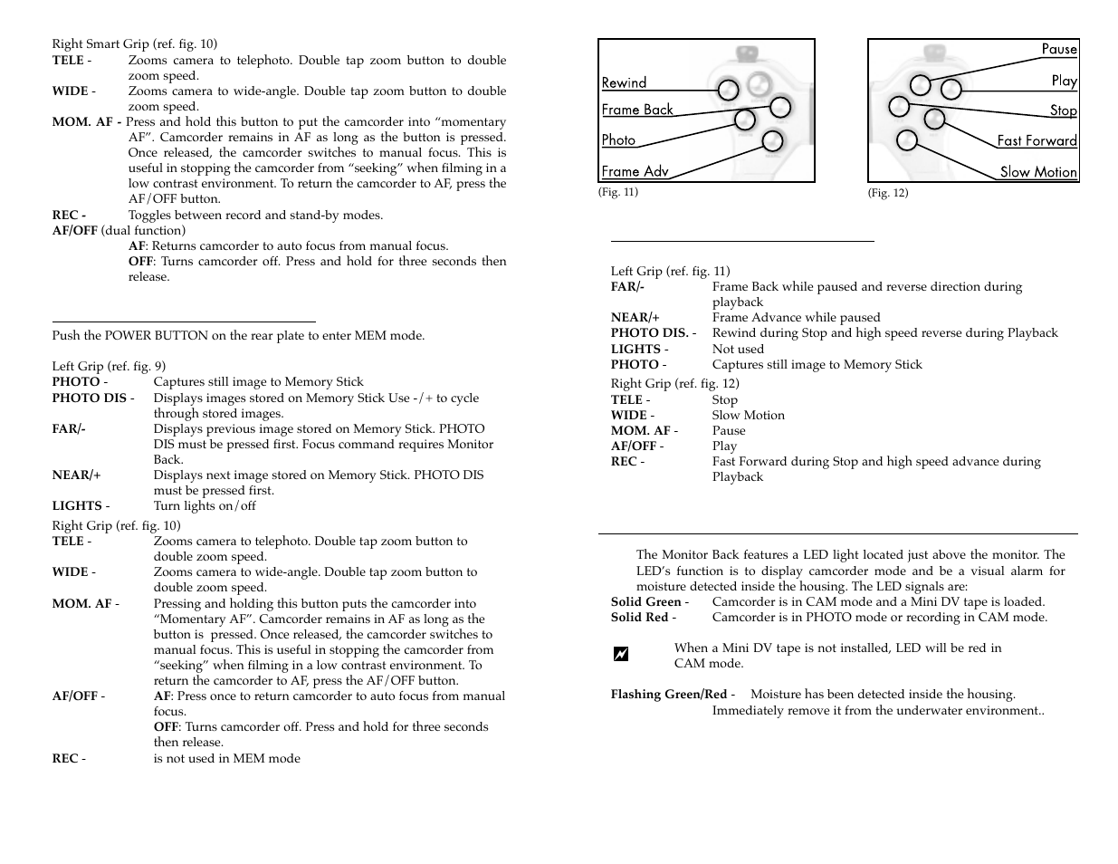 Krear plate led signals, Using the bluefin vx2000 in vtr mode | Light & Motion VX2000 User Manual | Page 6 / 17