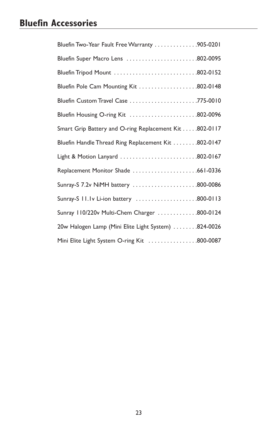 Bluefin accessories | Light & Motion HC3 User Manual | Page 23 / 24