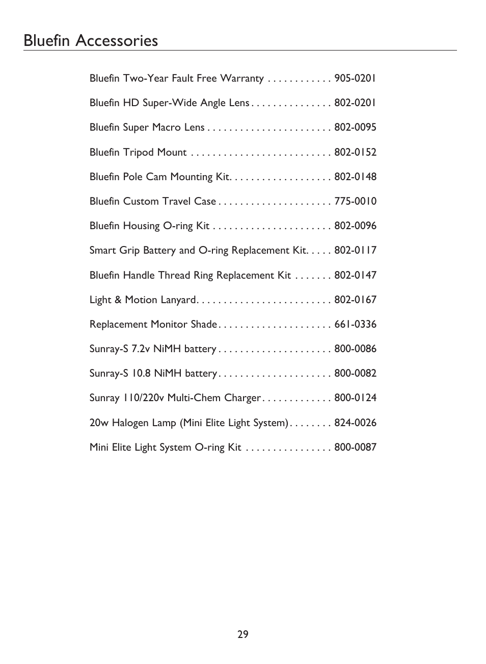 Bluefin accessories | Light & Motion BLUEFIN HC7 User Manual | Page 31 / 32