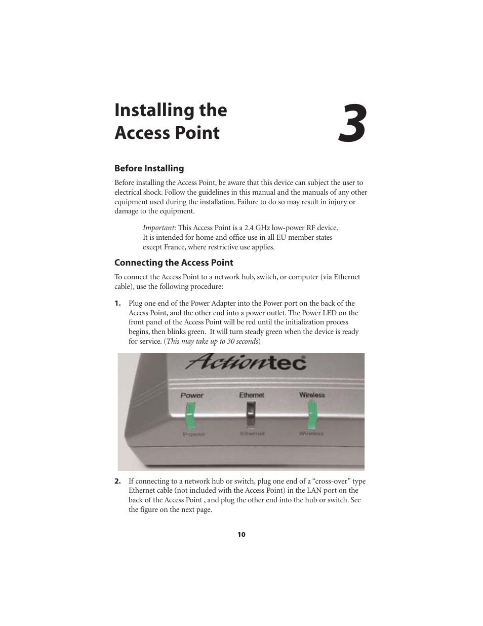 Installing the access point | Link electronic GT701AP User Manual | Page 11 / 53