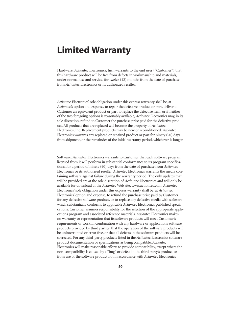 Limited warranty | Link electronic GT701AP User Manual | Page 51 / 53