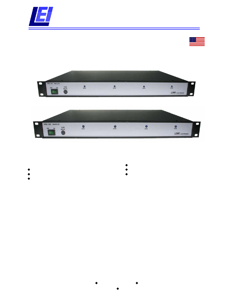 Link electronic 200 Series Mounting Frame Audio and Video DA's PFM-210 User Manual | 2 pages