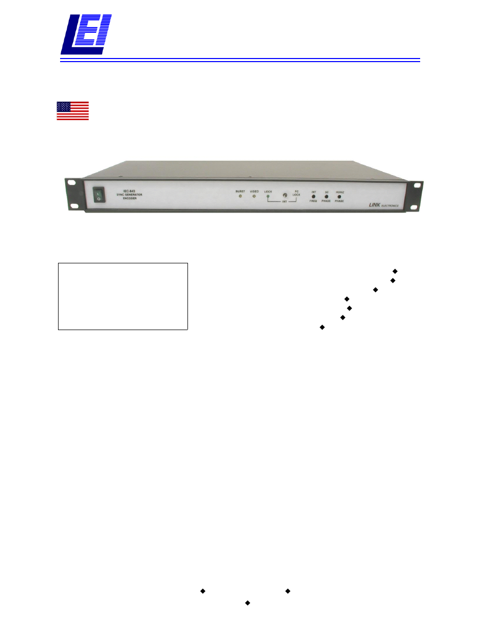 Link electronic Component Analog to NTSC Encoding IEC-843 User Manual | 2 pages