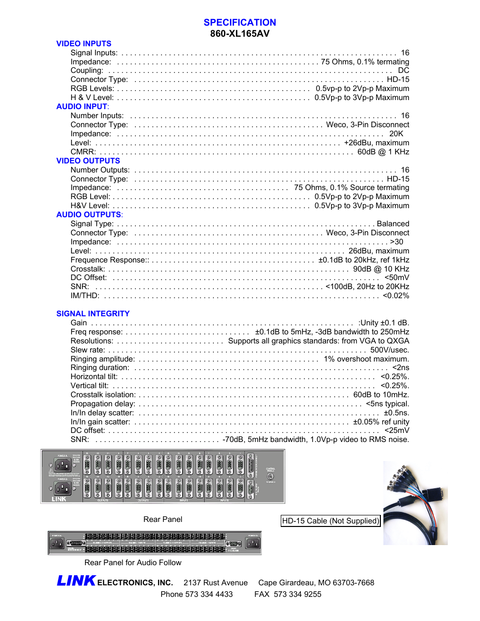 Link | Link electronic 860-XL165AV User Manual | Page 2 / 2
