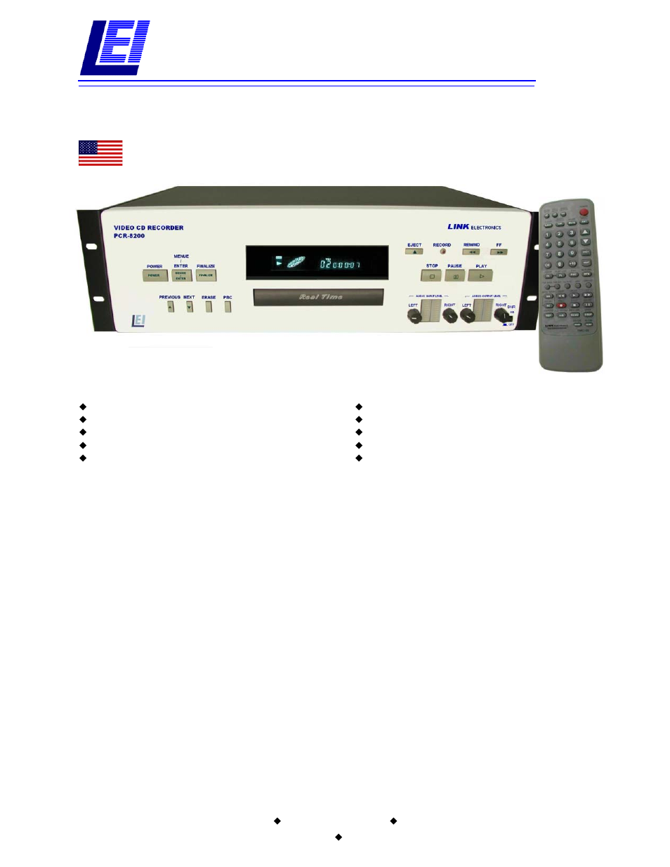 Link electronic PCR-8200 User Manual | 2 pages