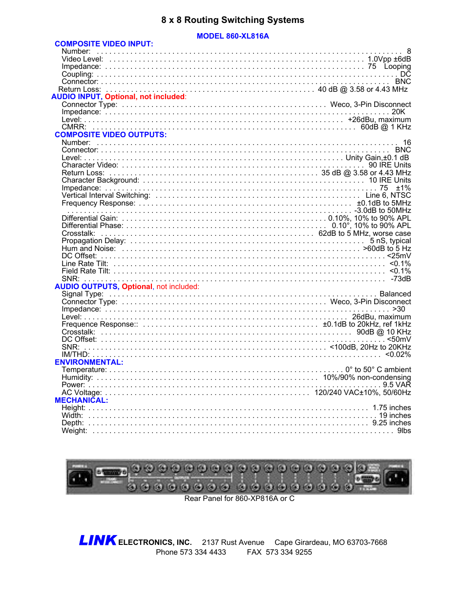 Link | Link electronic 860-XL816A User Manual | Page 2 / 2