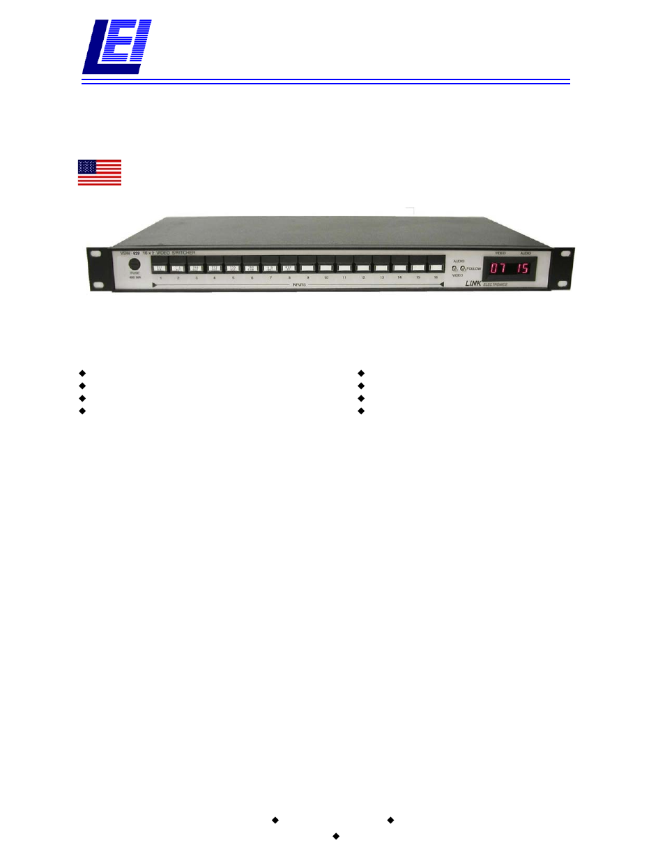 Link electronic VSW-828 User Manual | 2 pages
