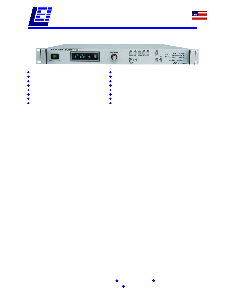 Link electronic Caption Encoder/Decoder SD SDI/Analog PTC-892 User Manual | 2 pages
