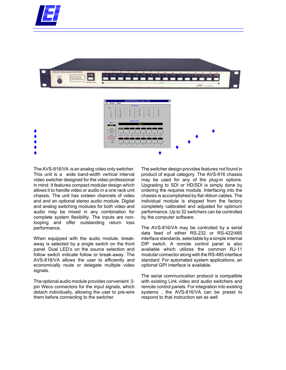 Link electronic AVS-816/VA User Manual | 2 pages