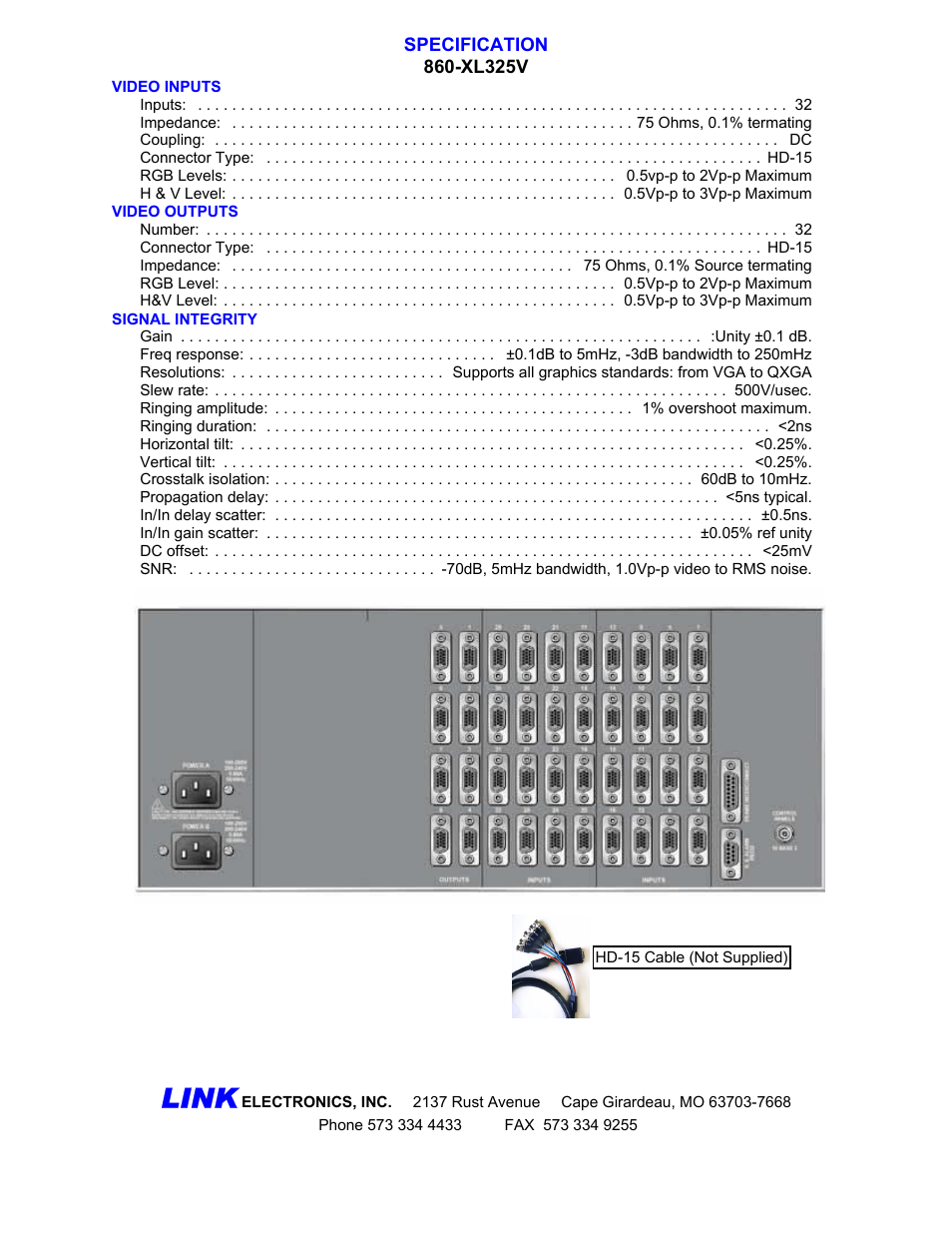 Link | Link electronic 860-XL325V User Manual | Page 2 / 2