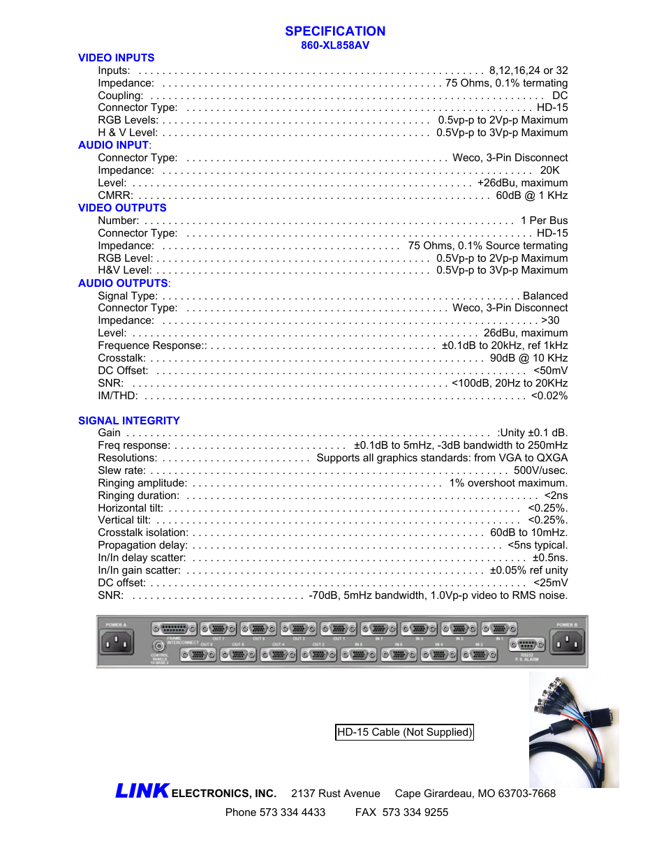 Link | Link electronic 860-XL858AV User Manual | Page 2 / 2