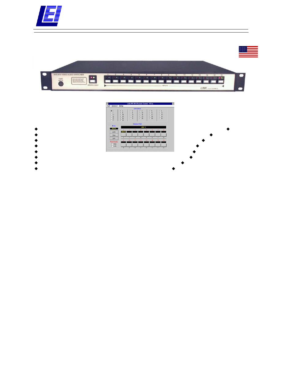 Link electronic AVS-816/HDA User Manual | 2 pages