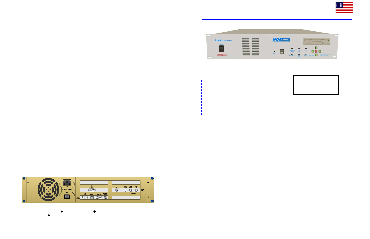 Link electronic High Definition Closed Caption Encoder HDE-3000 User Manual | 2 pages