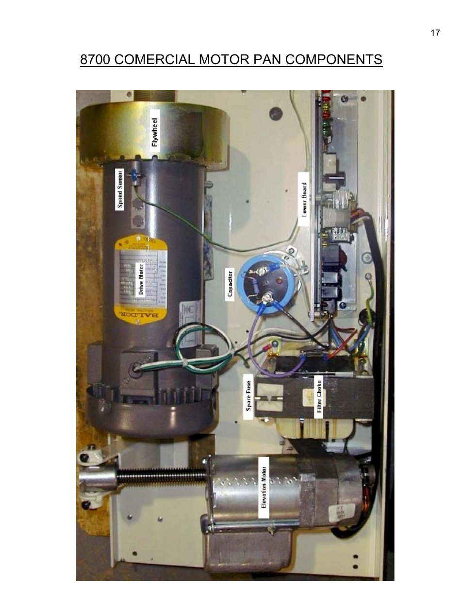 8700 comercial motor pan components | Landice 8700 User Manual | Page 17 / 85