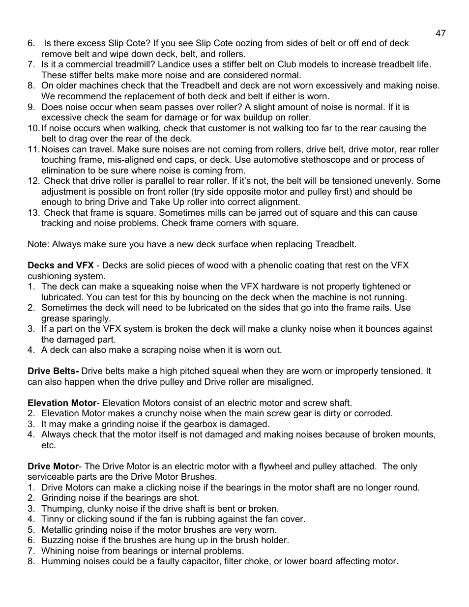 Landice 8700 User Manual | Page 47 / 85