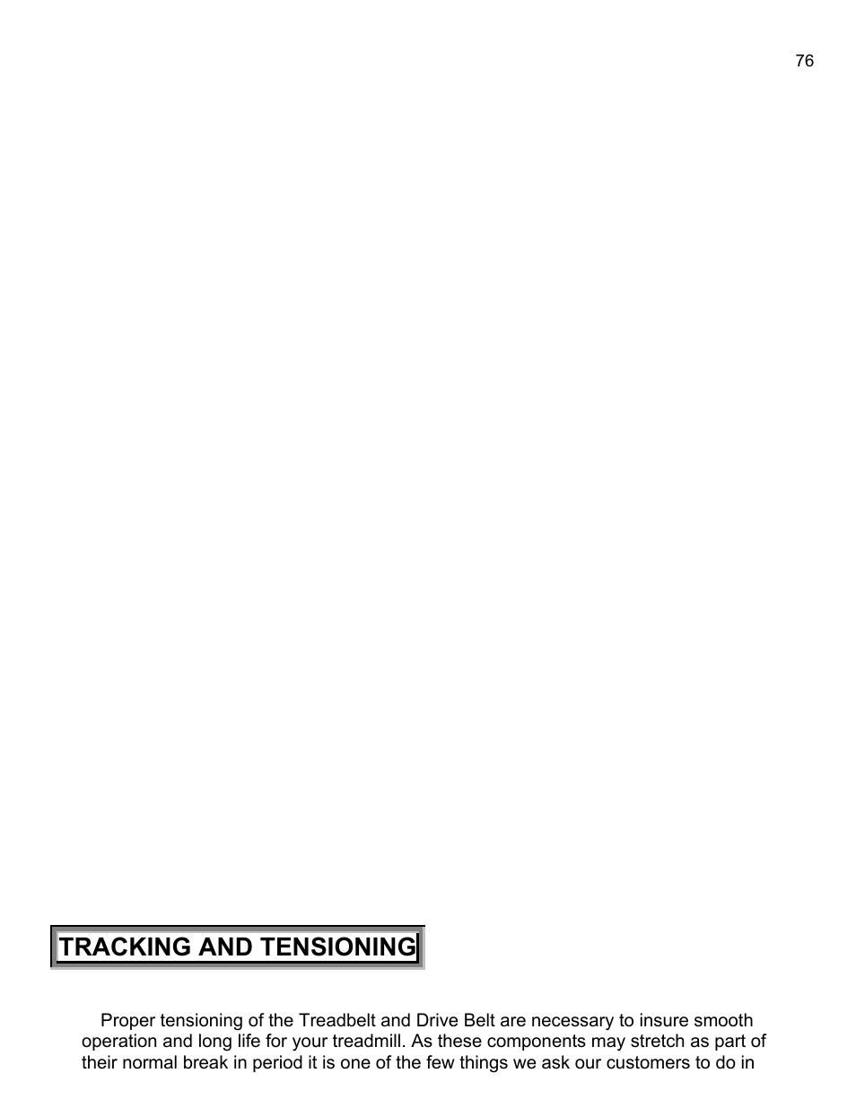 Tracking and tensioning | Landice 8700 User Manual | Page 76 / 85