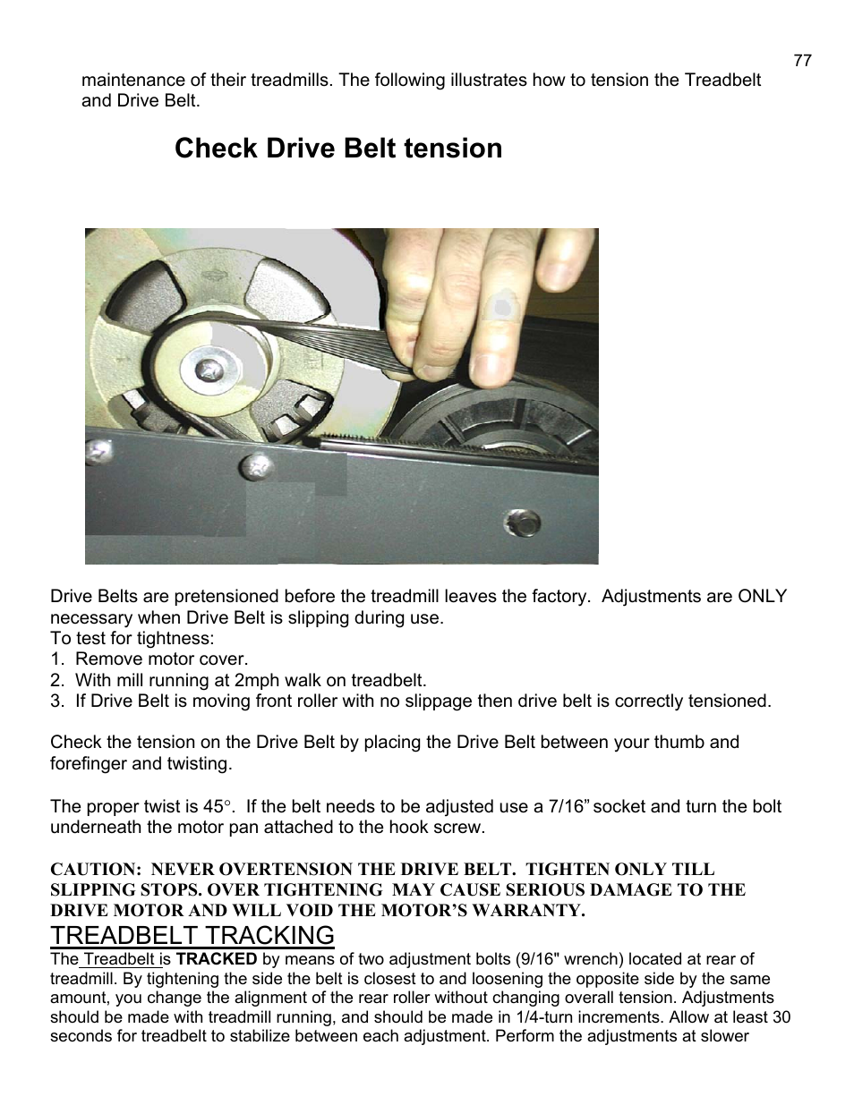 Check drive belt tension, Treadbelt tracking | Landice 8700 User Manual | Page 77 / 85