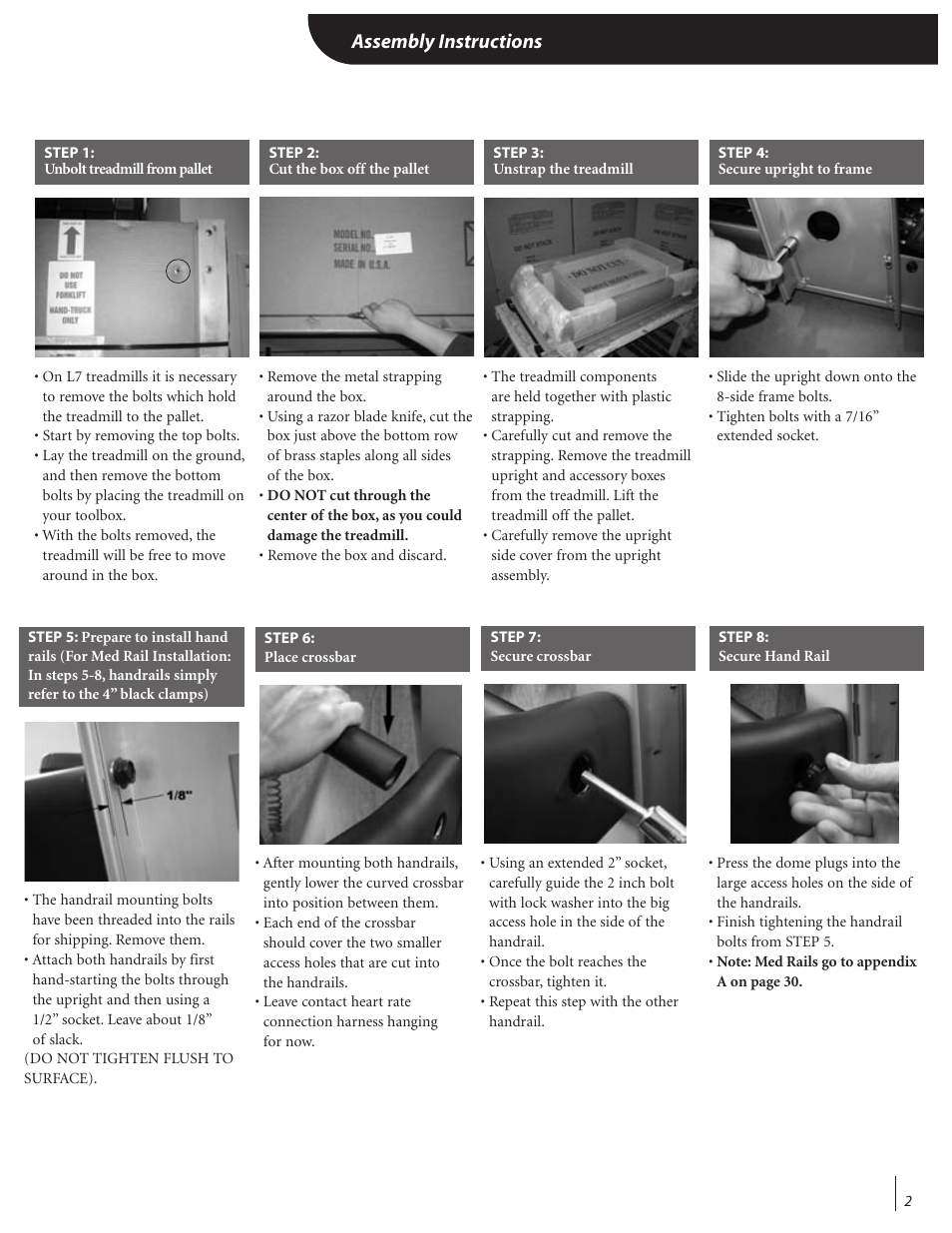 Assembly instructions | Landice Finest Treadmills User Manual | Page 7 / 19