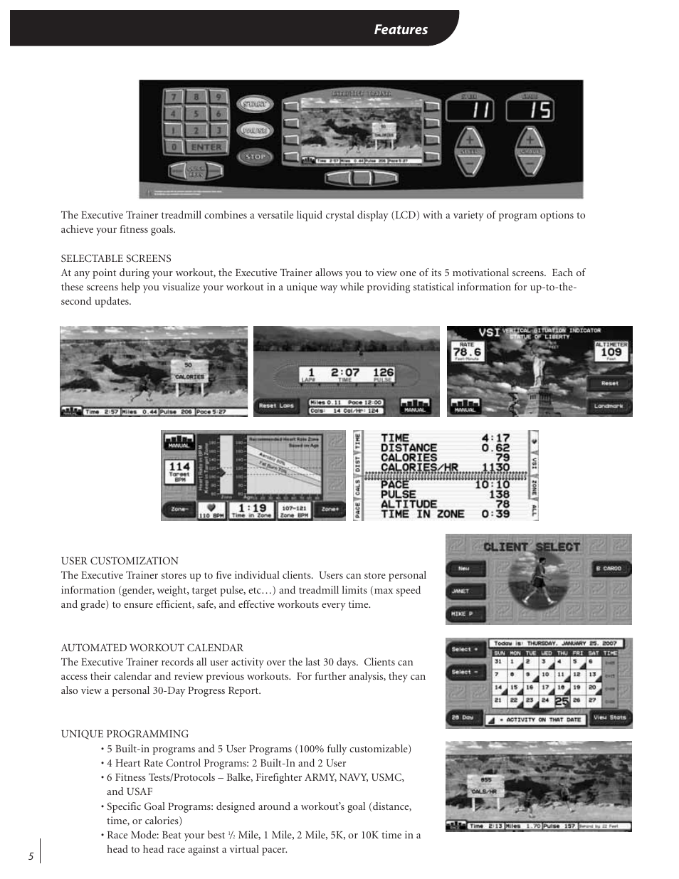 Features | Landice 72070 User Manual | Page 10 / 36