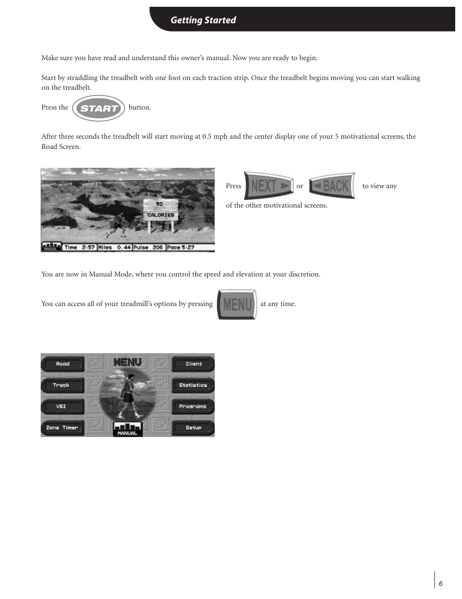 Getting started | Landice 72070 User Manual | Page 11 / 36