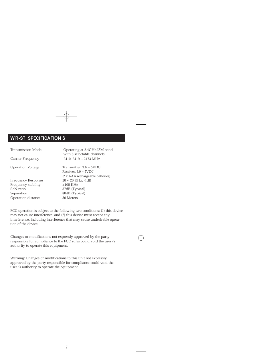 W r-st specification s | LTB Audio Systems LTB-WRST User Manual | Page 3 / 10