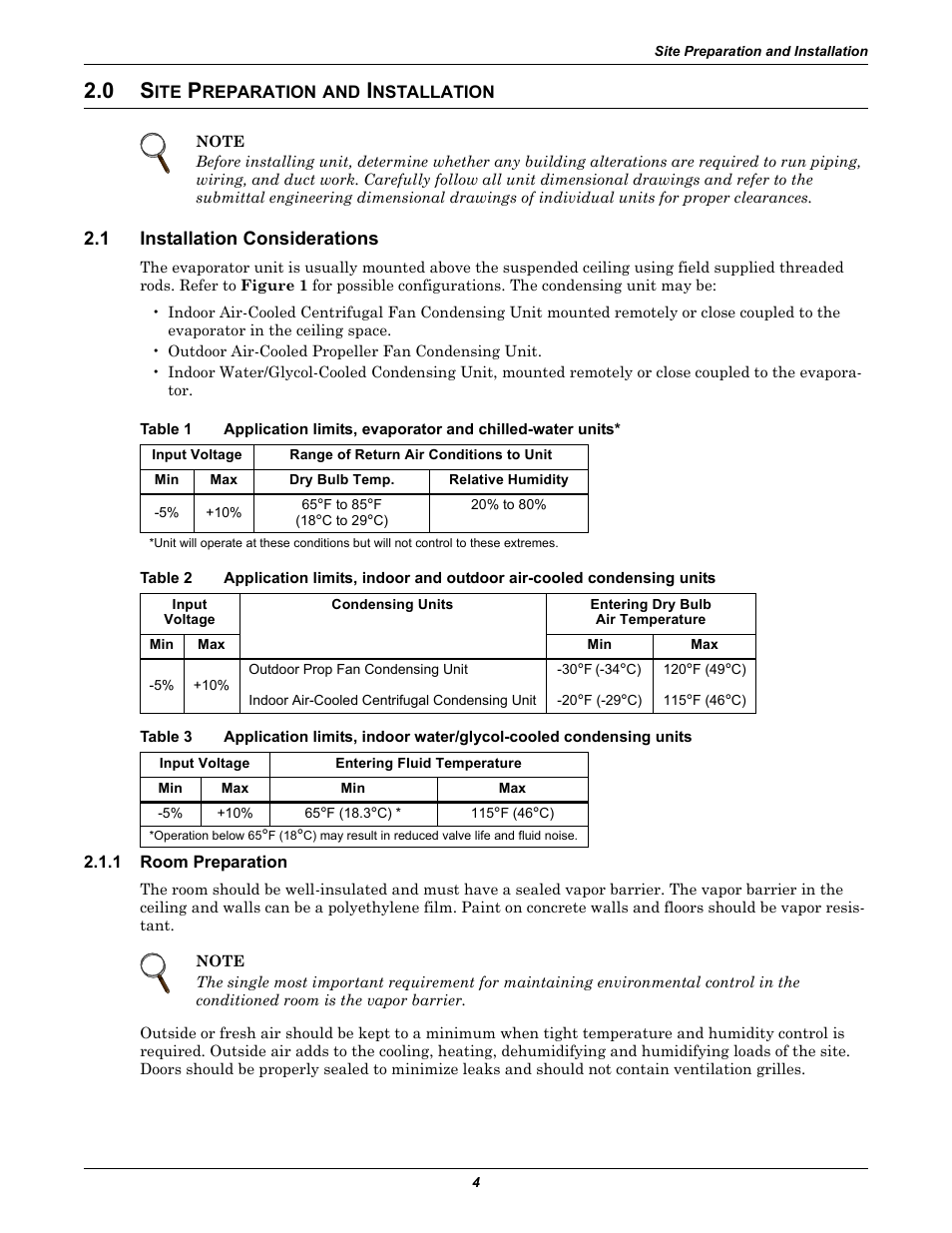 0 site preparation and installation, 1 installation considerations, 1 room preparation | Reparation, Nstallation, Installation considerations, Room preparation, Table 1, Table 2, Table 3 | Liebert 50 & 60Hz User Manual | Page 12 / 72