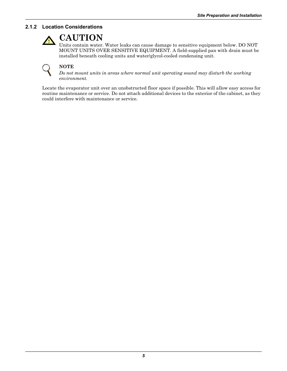 2 location considerations, Location considerations, Caution | Liebert 50 & 60Hz User Manual | Page 13 / 72