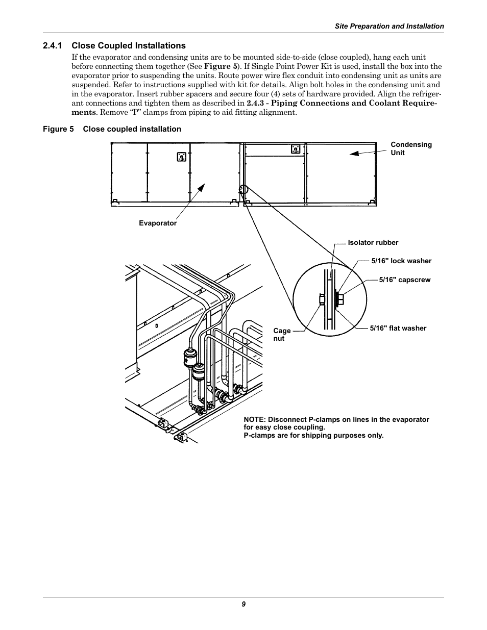 1 close coupled installations, Figure 5 close coupled installation, Close coupled installations | Figure 5, Close coupled installation | Liebert 50 & 60Hz User Manual | Page 17 / 72