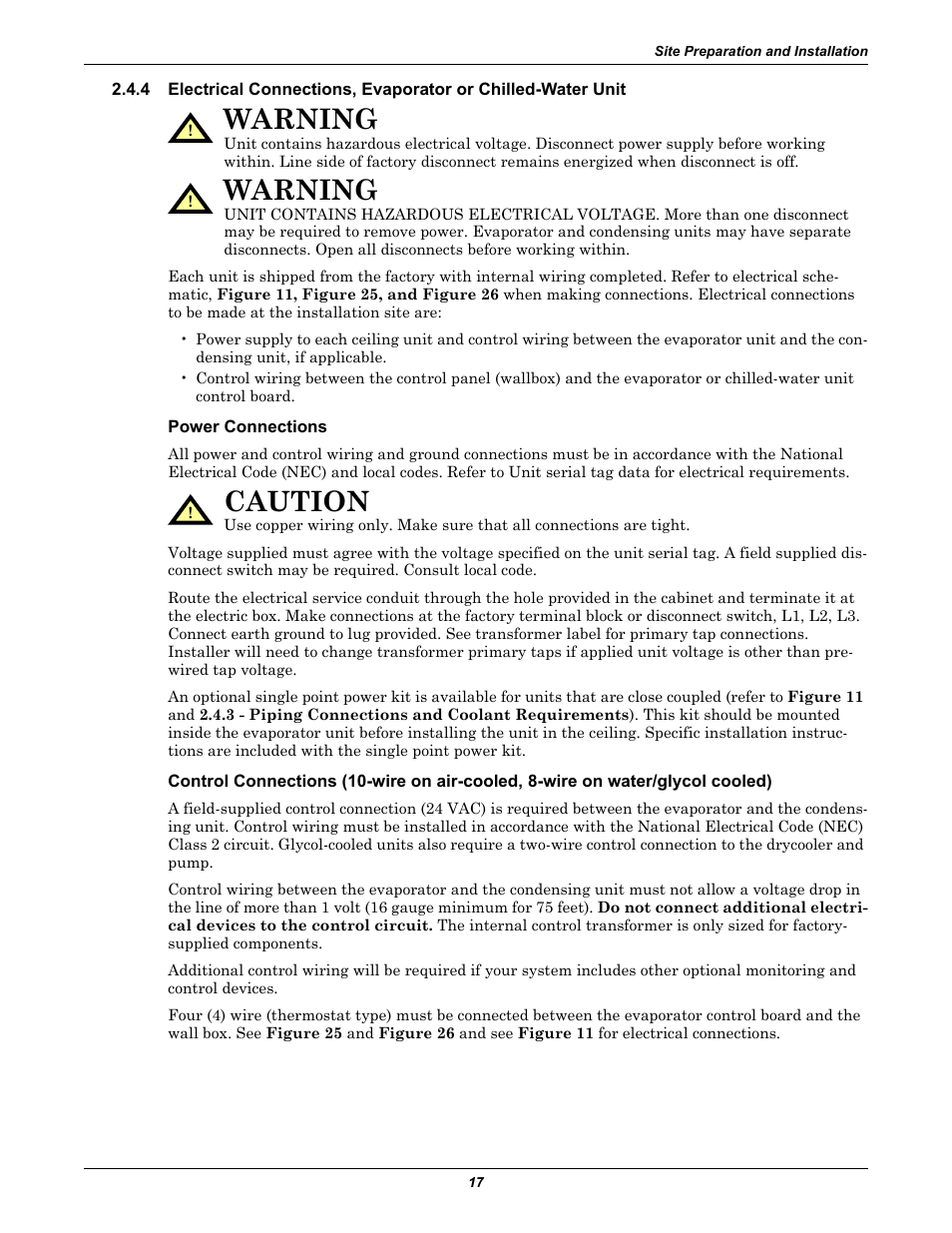 Power connections, Warning, Caution | Liebert 50 & 60Hz User Manual | Page 25 / 72