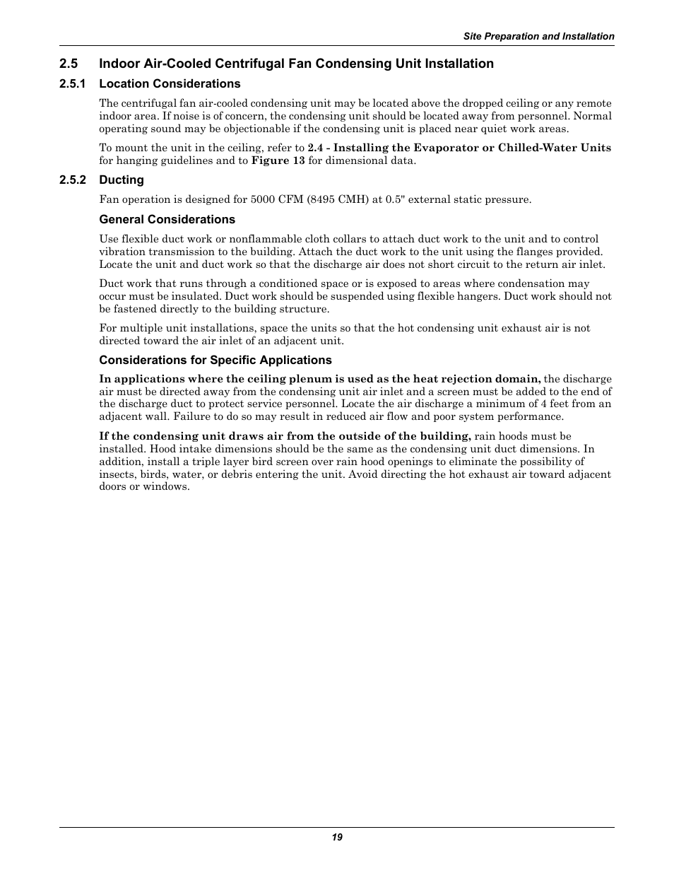 1 location considerations, 2 ducting, General considerations | Considerations for specific applications, Location considerations, Ducting | Liebert 50 & 60Hz User Manual | Page 27 / 72