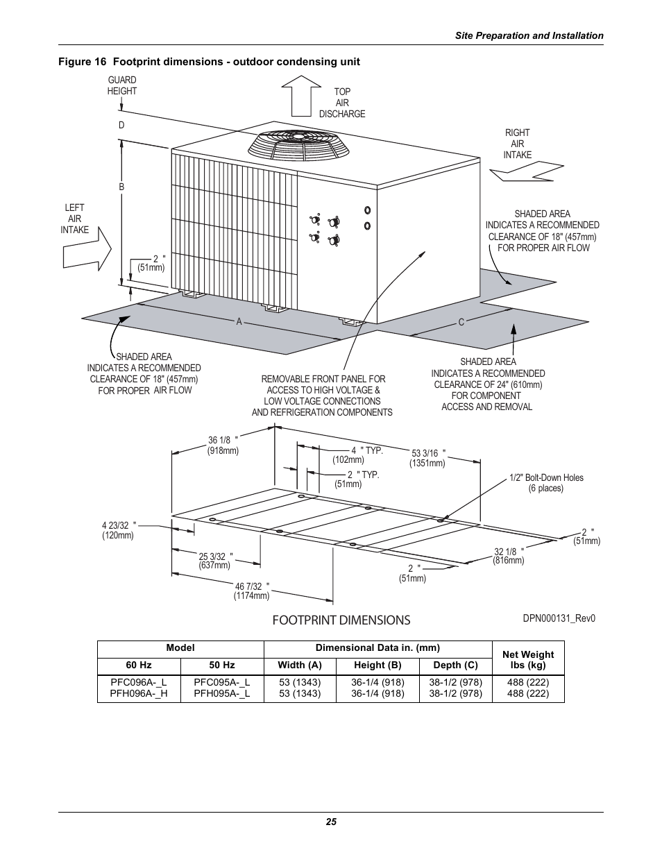 Footprint dimensions | Liebert 50 & 60Hz User Manual | Page 33 / 72