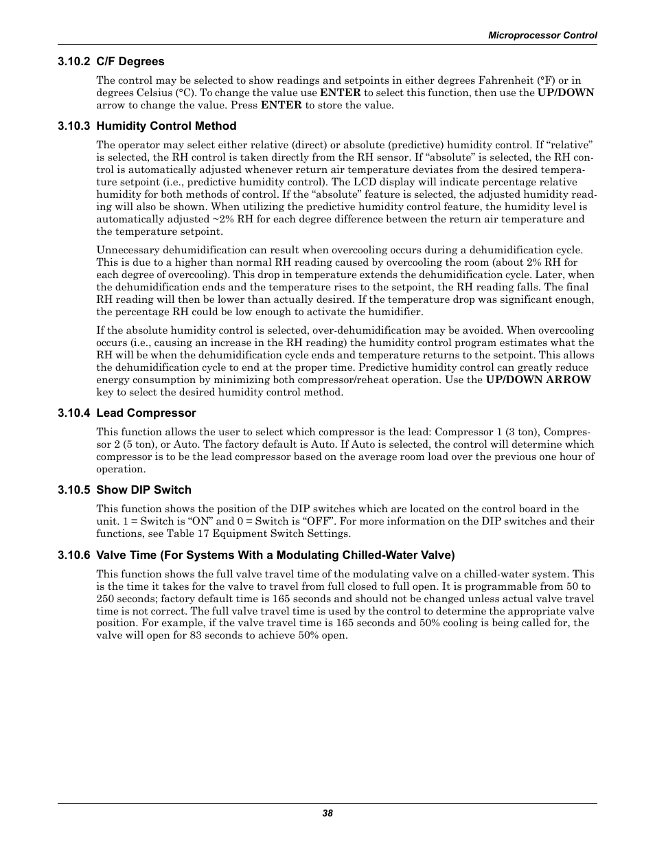 2 c/f degrees, 3 humidity control method, 4 lead compressor | 5 show dip switch | Liebert 50 & 60Hz User Manual | Page 46 / 72