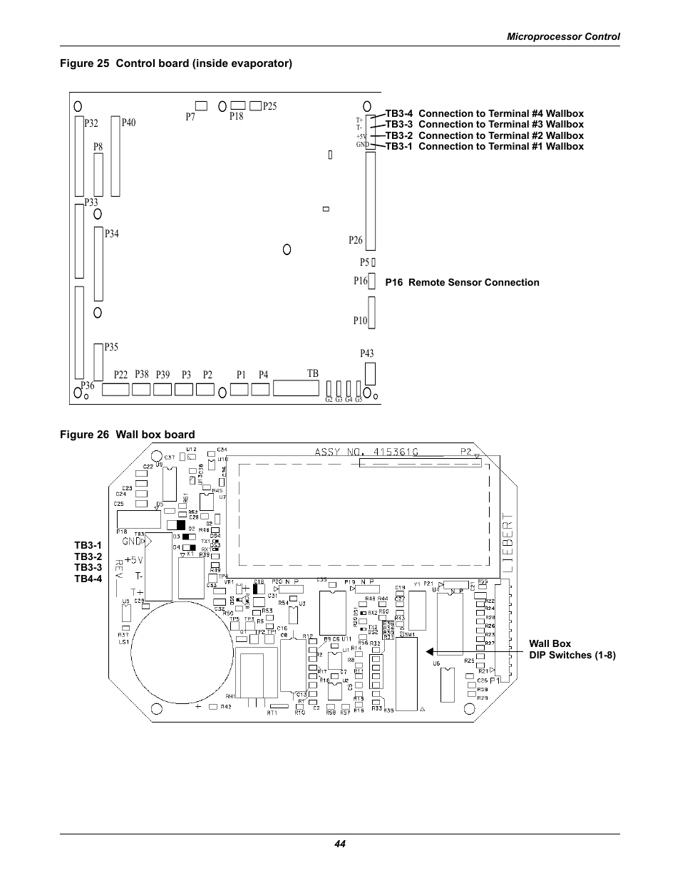 Figure 25 control board (inside evaporator), Figure 26 wall box board, Gure 25, and figure 26 | Figure 25, Figure 26 and | Liebert 50 & 60Hz User Manual | Page 52 / 72
