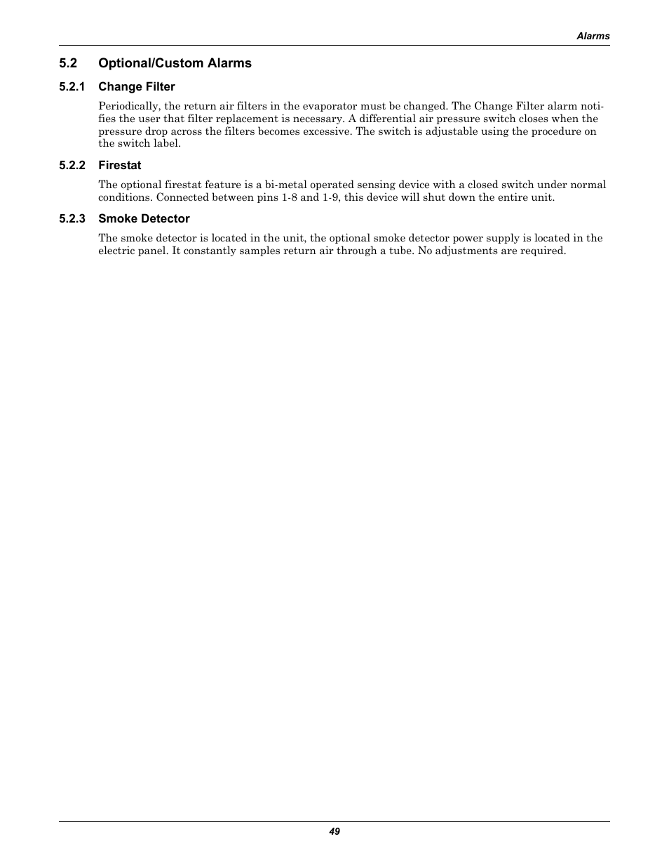 2 optional/custom alarms, 1 change filter, 2 firestat | 3 smoke detector, Optional/custom alarms, Change filter, Firestat, Smoke detector | Liebert 50 & 60Hz User Manual | Page 57 / 72